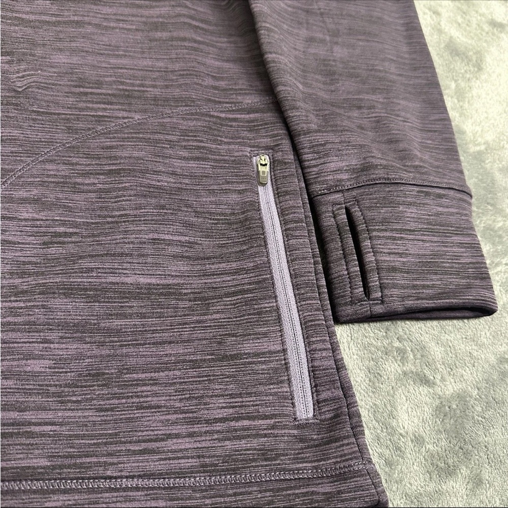 L.L. Bean Women's L REG Heathered Plum Zip Hoodie Thumb Holes Primaloft Fleece - Picture 11 of 13